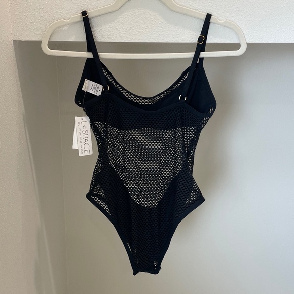 NWT L*Space Black Mesh Madness One Piece Swimsuit (Size 8) - Picture 4 of 9